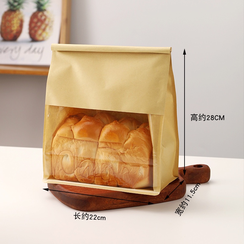 Túi Giấy Nâu Đựng Bánh Mì Bánh Gối Các Loại Có Đầu Kẽm (28 x 22 +11 cm) Size Đại