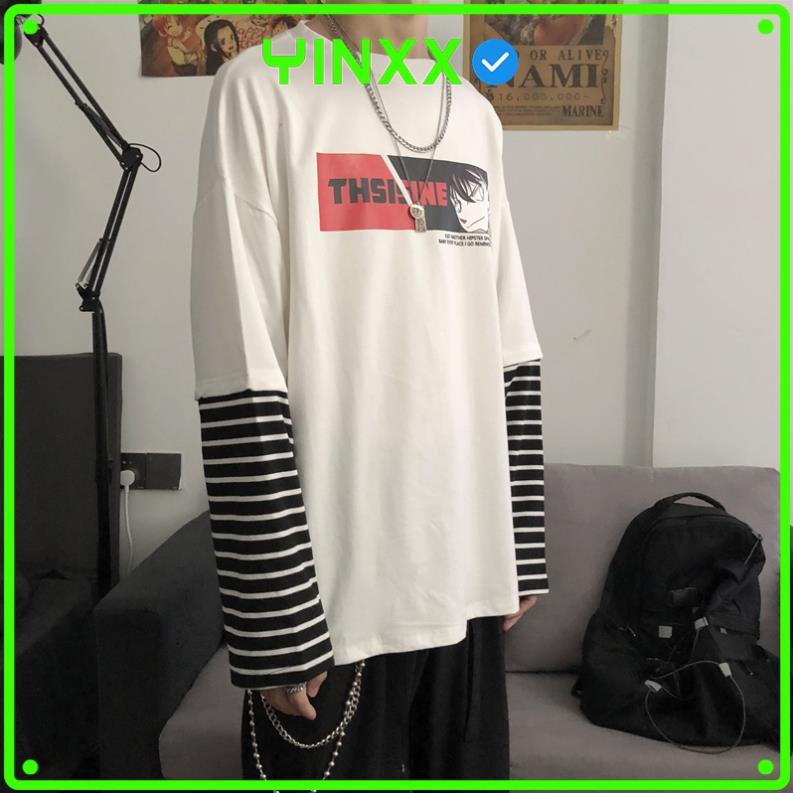 Áo thun tay dài nam nữ form rộng Yinxx, áo phông phối tay sọc sweater unsiex SW100 *