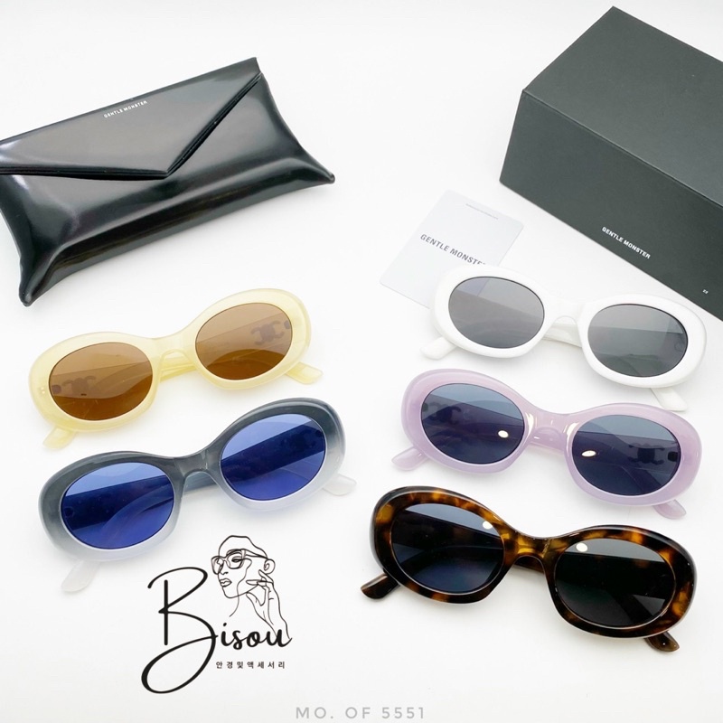 Kính râm thời trang dáng tròn tặng kèm bao da KF22