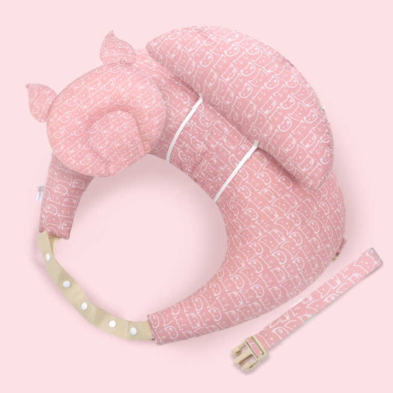 Babyfair. Gối cho con bú và ngủ cao cấp, Có dây deo, gối kê đầu, chống trượt, chóng trào ngược sữa cho bé