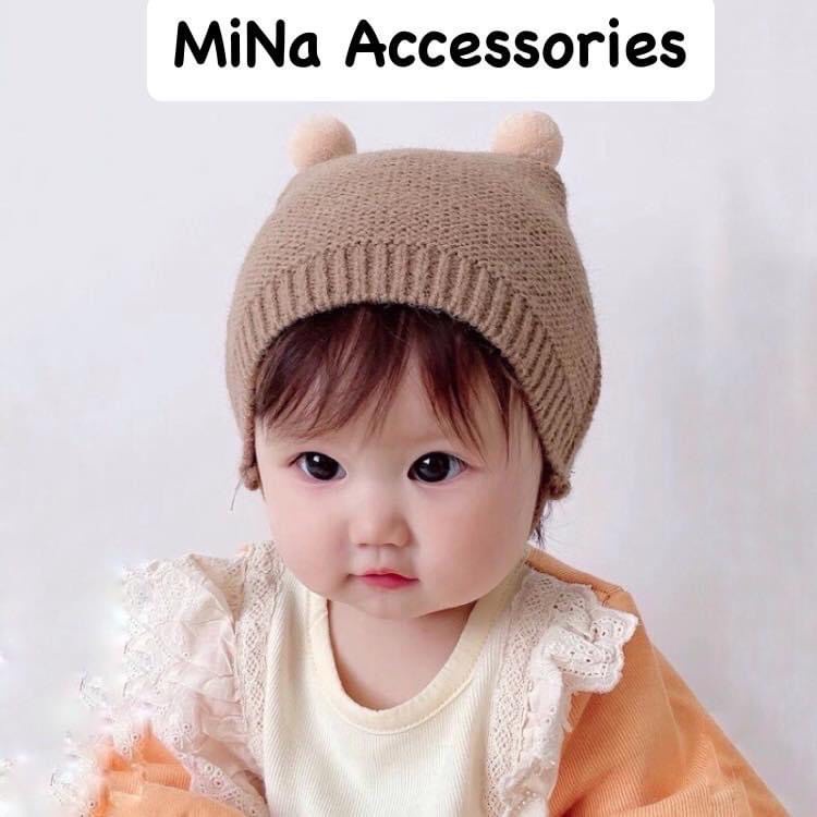 Mũ len bé trai bé gái Hàn Quốc cục bông đáng yêu cho bé nhà Mina từ 0-3 tuổi