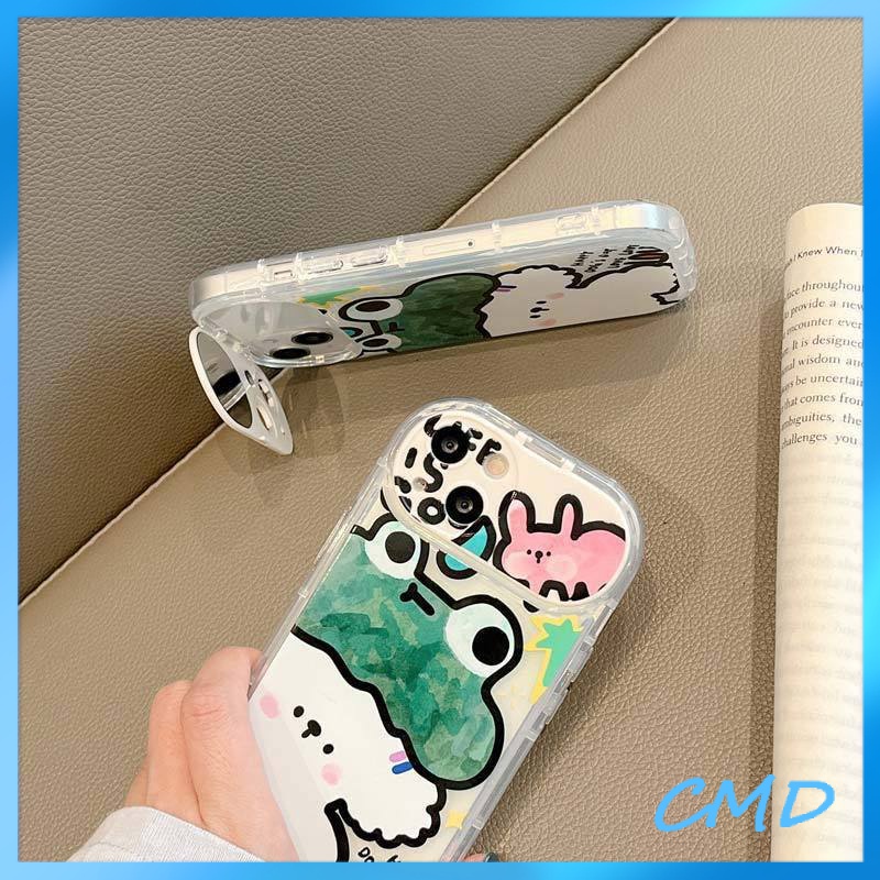 Ốp Lưng iPhone Camera Hoa Thỏ Hoa Cá sấu Thỏ Gương trang điểm Giá đỡ nắp lật Cho Iphone 6 / 6S / 6splus / se / 7 / 7plus / 8 / 8plus / X / xs / xsmax / 11 / 12 / 13 / 14 / Plus / Pro / Pro Max-8002