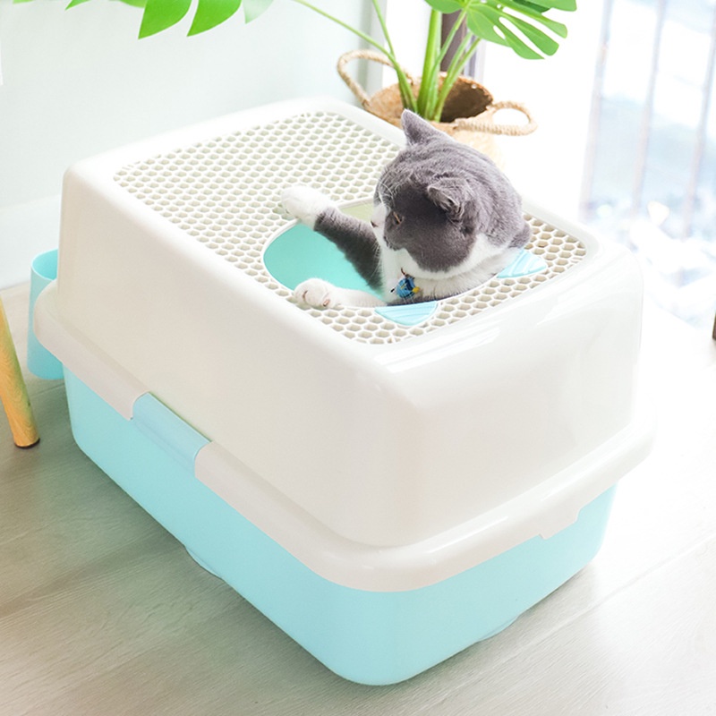 Nhà vệ sinh thùng kín cho mèo, khay cát thành cao cho mèo 50x37x30cm