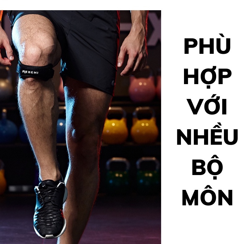 Đai Bó Gối Thể Thao, Băng Bảo Vệ Đầu Gối Silicon Rexchi Tập Gym Thể Hình Chạy Bộ Cao Cấp BBG-889