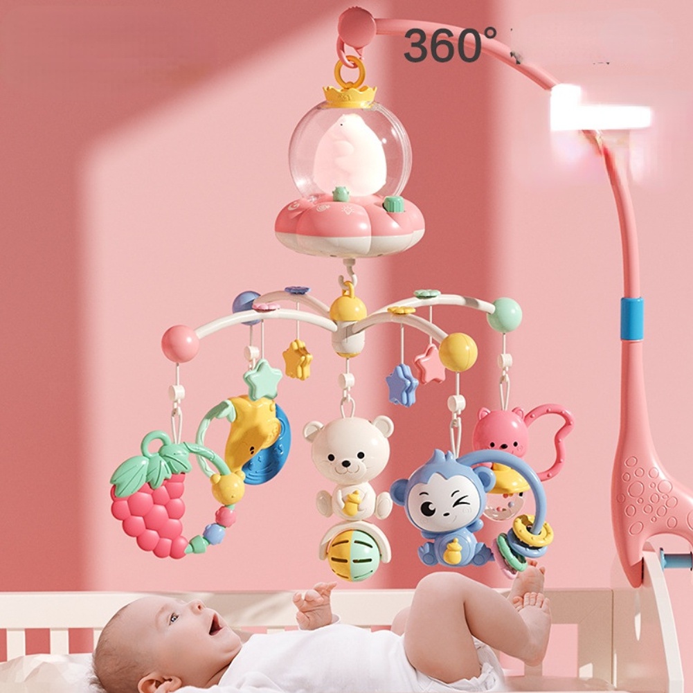 Đồ Chơi Treo Nôi Cũi Cho Bé Phát Nhạc Tự Xoay Giúp Trẻ Ngủ Ngon Đèn Led Phát Sáng Nhựa ABS An Toàn - Đa Chức Năng - LUCKYBABY