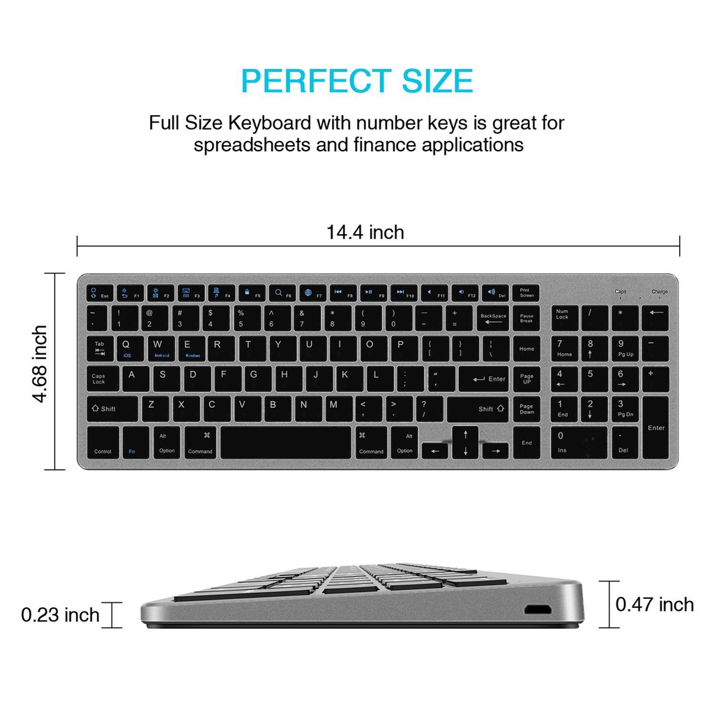 Bàn PhíM Koolsoo2 Bluetooth Không Dây ChốNg TiếNg ỒN 90% VớI BàN PhíM Numerica Cho Windows Ios