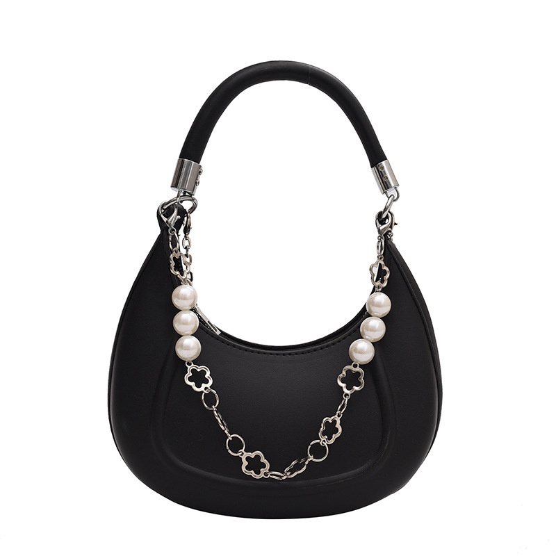 Mischa Túi Đeo Chéo Vai Bằng Da PU Màu Trơn Đính Ngọc Trai Thời Trang