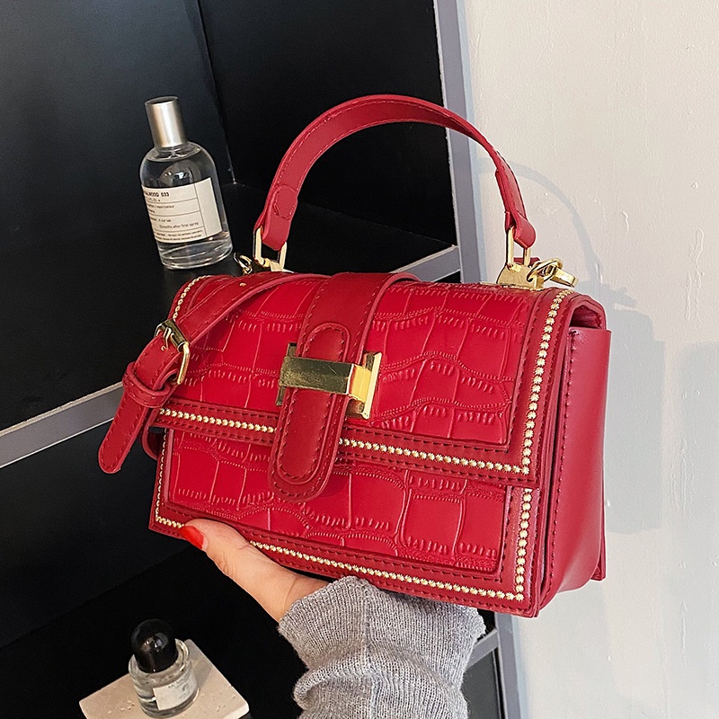 Túi Đeo Chéo Hình Vuông Nhỏ Họa Tiết Vân Đá Thời Trang Cho Nữ