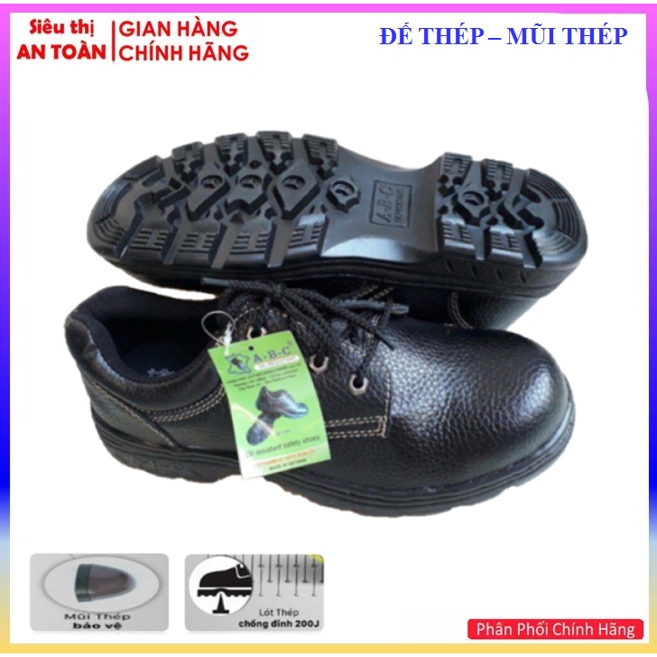 Giày bảo hộ lao động nam ABC, mũi thép, đế thép, chống tai nạn, chống đinh, chống dầu, bảo vệ chân