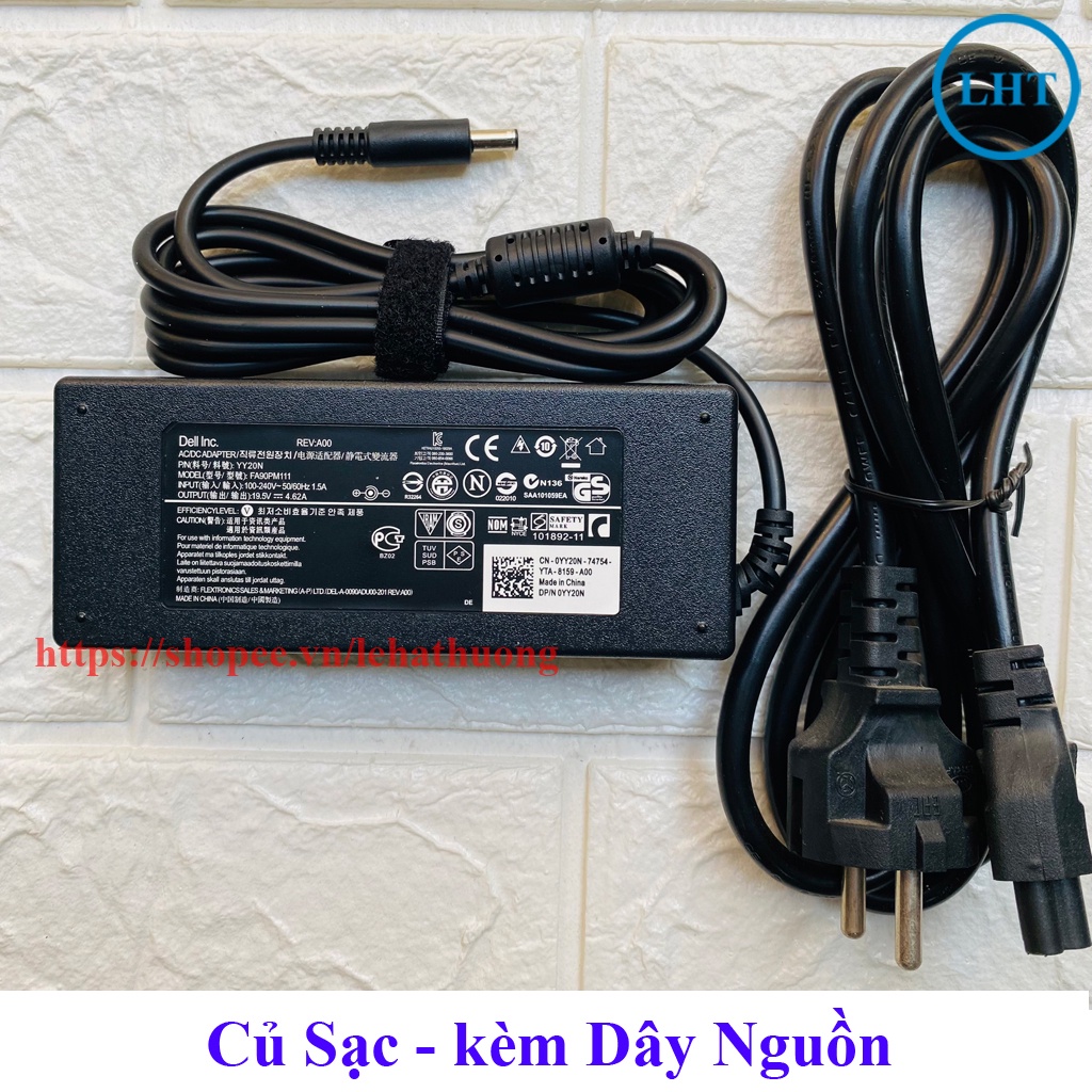 SẠC LAPTOP DELL CHÂN KIM NHỎ 19.5V 4.62A 90W dùng cho mã card rời thế hệ mới 3558 3567 3568 5568 3559 5559