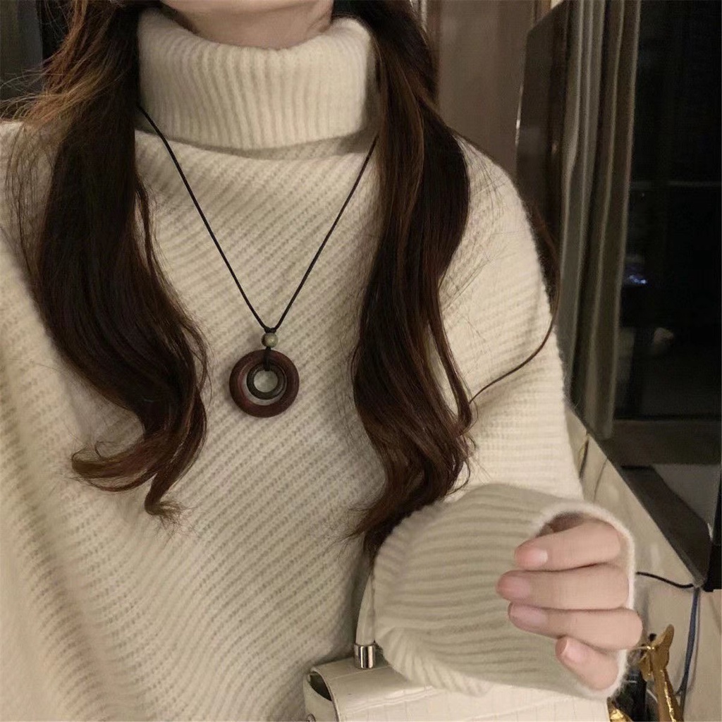 Áo sweater Dệt Kim Tay Dài Dáng Rộng Cổ Cao Mềm Mại Phong Cách Giáng Sinh Dành Cho Nữ