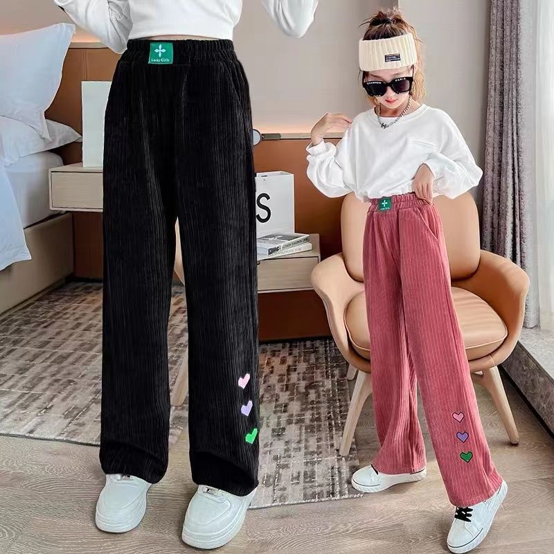 Quần nhung dài IQ Angel ống rộng thời trang thu đông cho bé gái