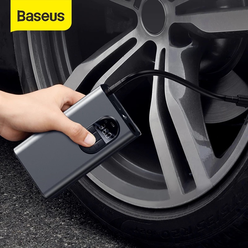 Bơm lốp ô tô cầm tay Baseus dùng cho xe máy xe hơi xe đạp điện tử tích điện mini công suất 54W