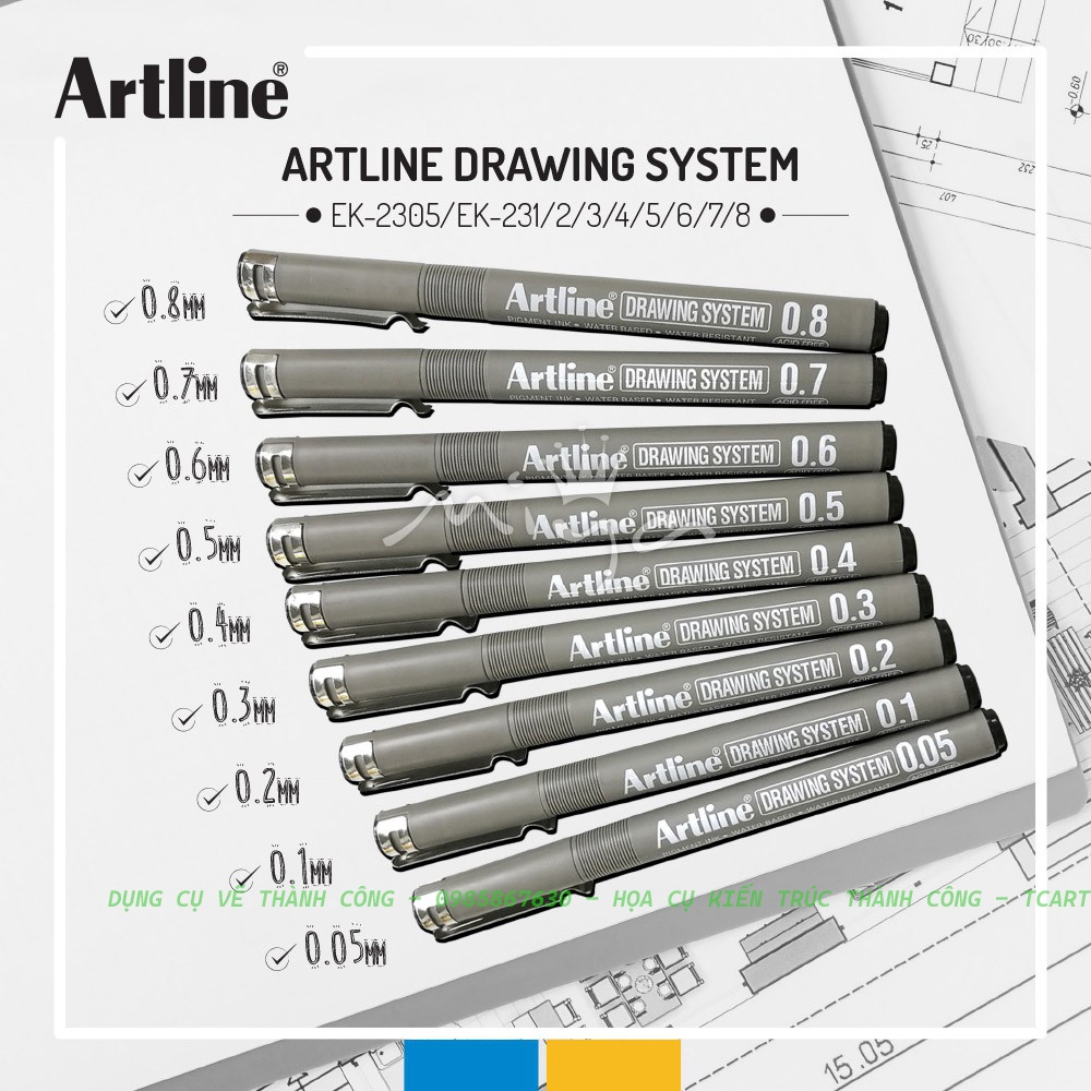 Bút line Artline Drawing System - Bút đi nét mực đen
