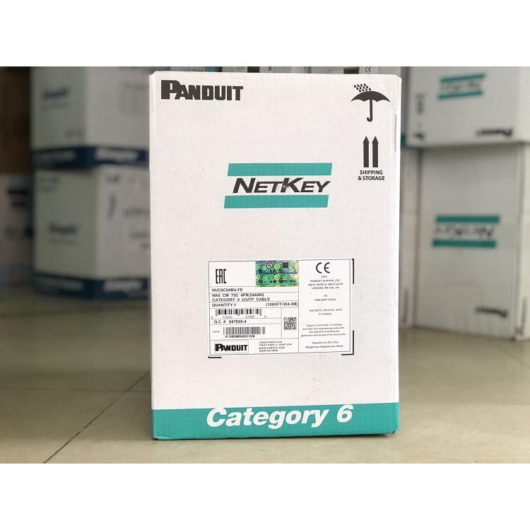 Cáp mạng CAT6, hãng sản xuất Panduit, 24 AWG,100% đồng  nguyên chất, 4 đôi dây loại UTP, lõi chữ thập