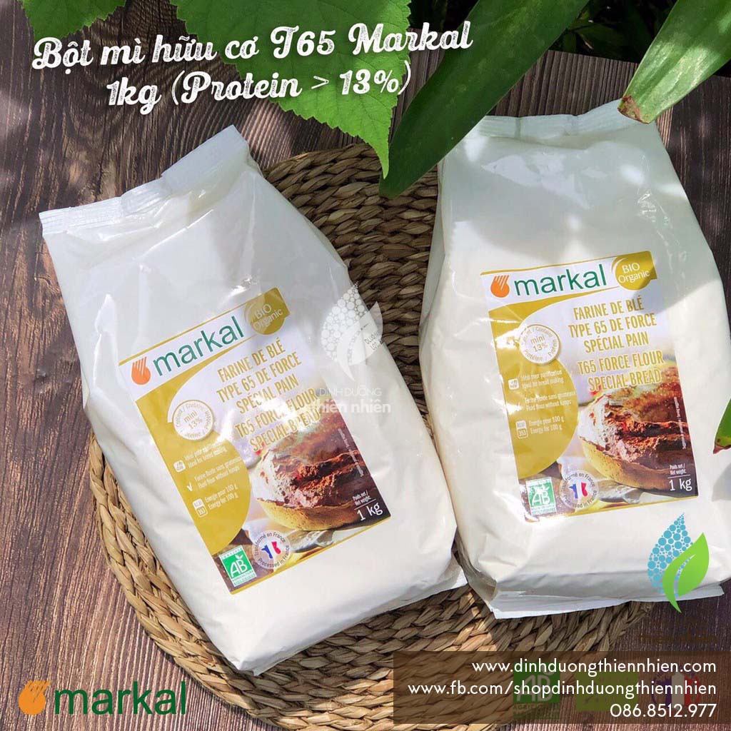 [04/2023] Bột Mì Hữu Cơ T65 Markal Organic Wheat Flour, 1kg (Protein &gt; 13%)
