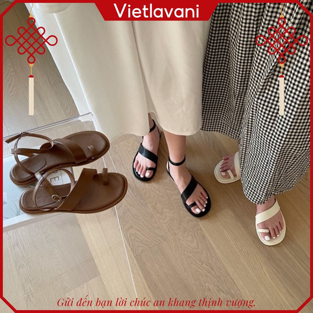 Giày sandal LCS39 nữ xỏ ngón Quai chéo đế bệt phong cách trẻ trung