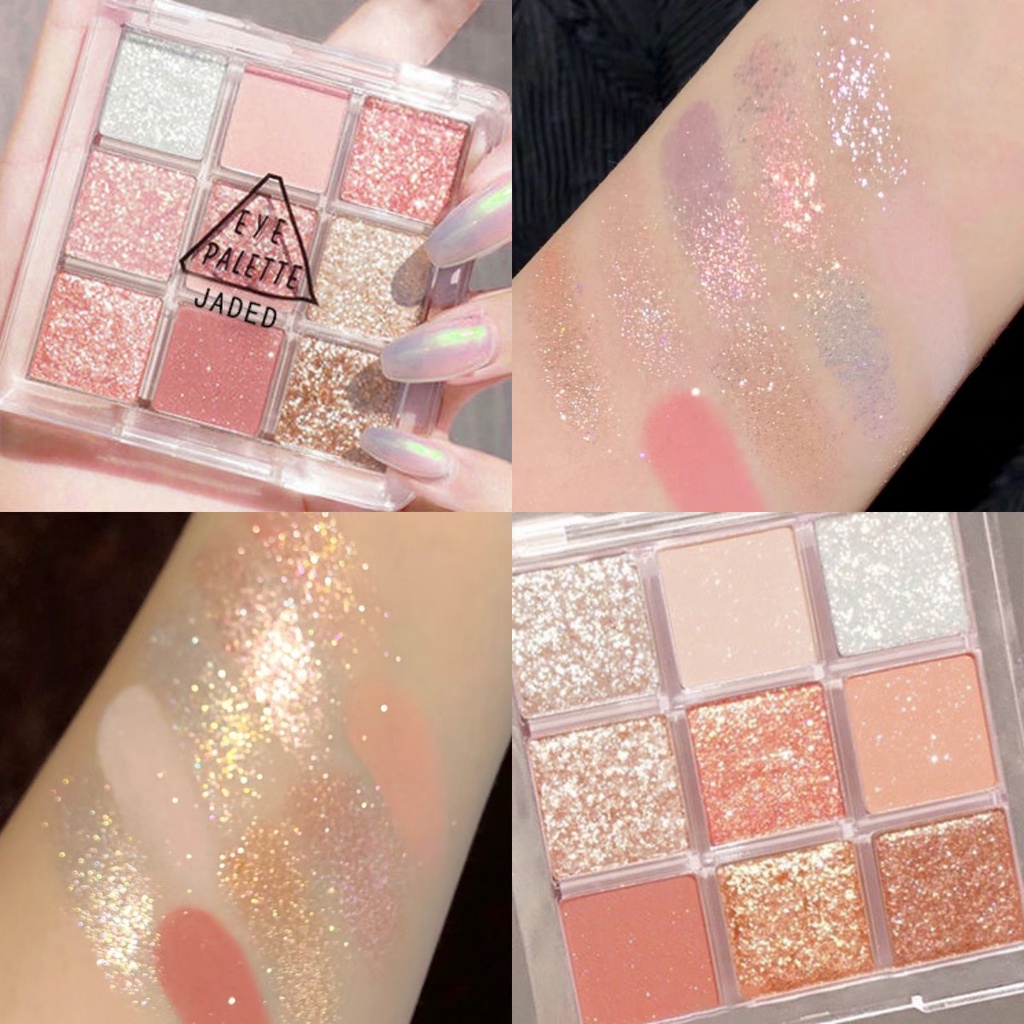 Minijumie Bảng Phấn Mắt 9 Màu Màu Lì Và Màu Nhũ Kim Tuyến Trang Điểm Lâu Trôi