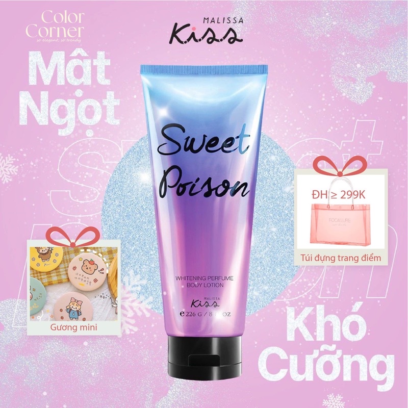 Sữa Dưỡng Trắng Da Toàn Thân Hương Nước Hoa Malissa Kiss Hương Sweet Poison 226g