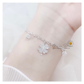 Lắc tay cỏ 4 lá bạc ta Bạc ỉn