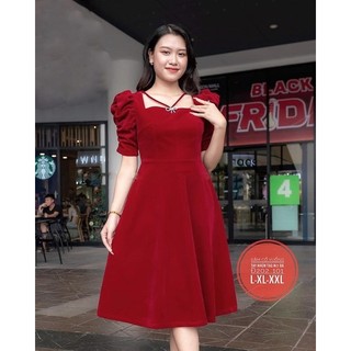 Đầm cổ yếm tag nơ lụa bigsize_saigon(60-90kg)