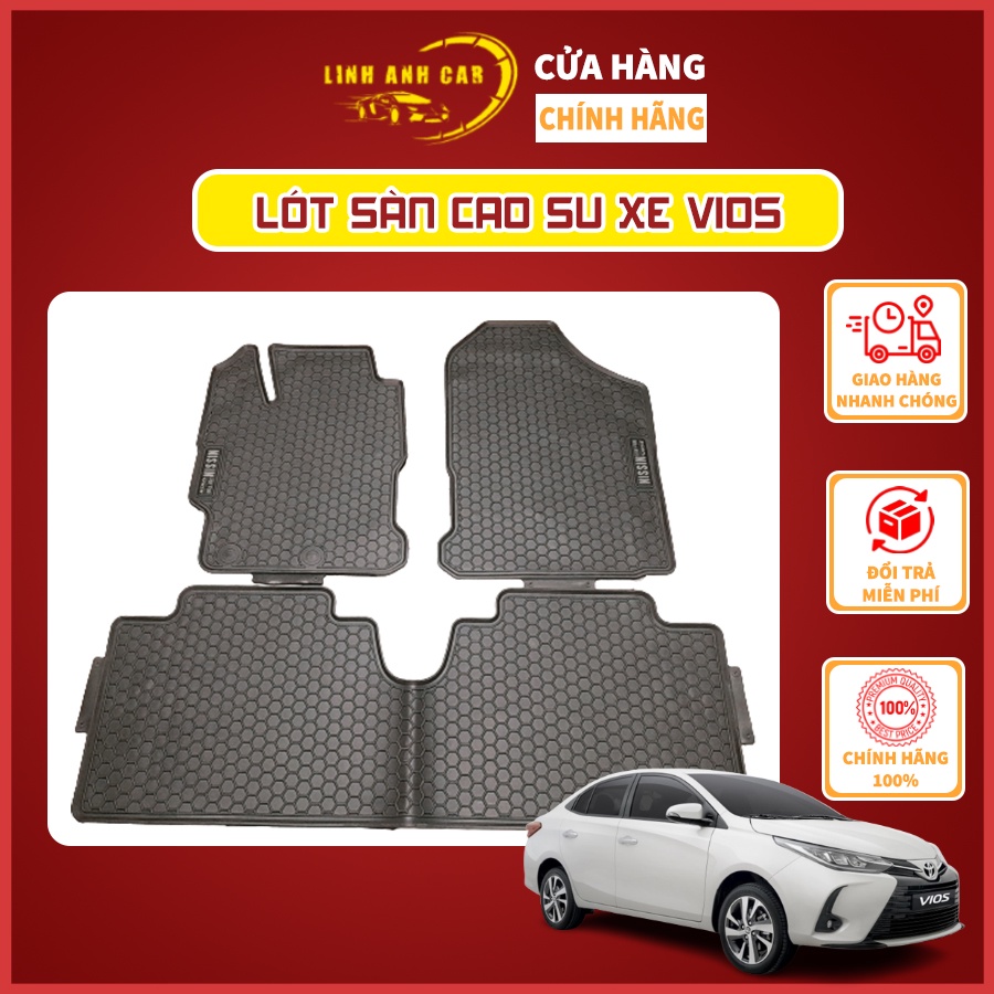 Thảm lót sàn ô tô Linh Anh Car - Thảm sàn xe Vios bằng cao su đúc ko mùi, cao cấp