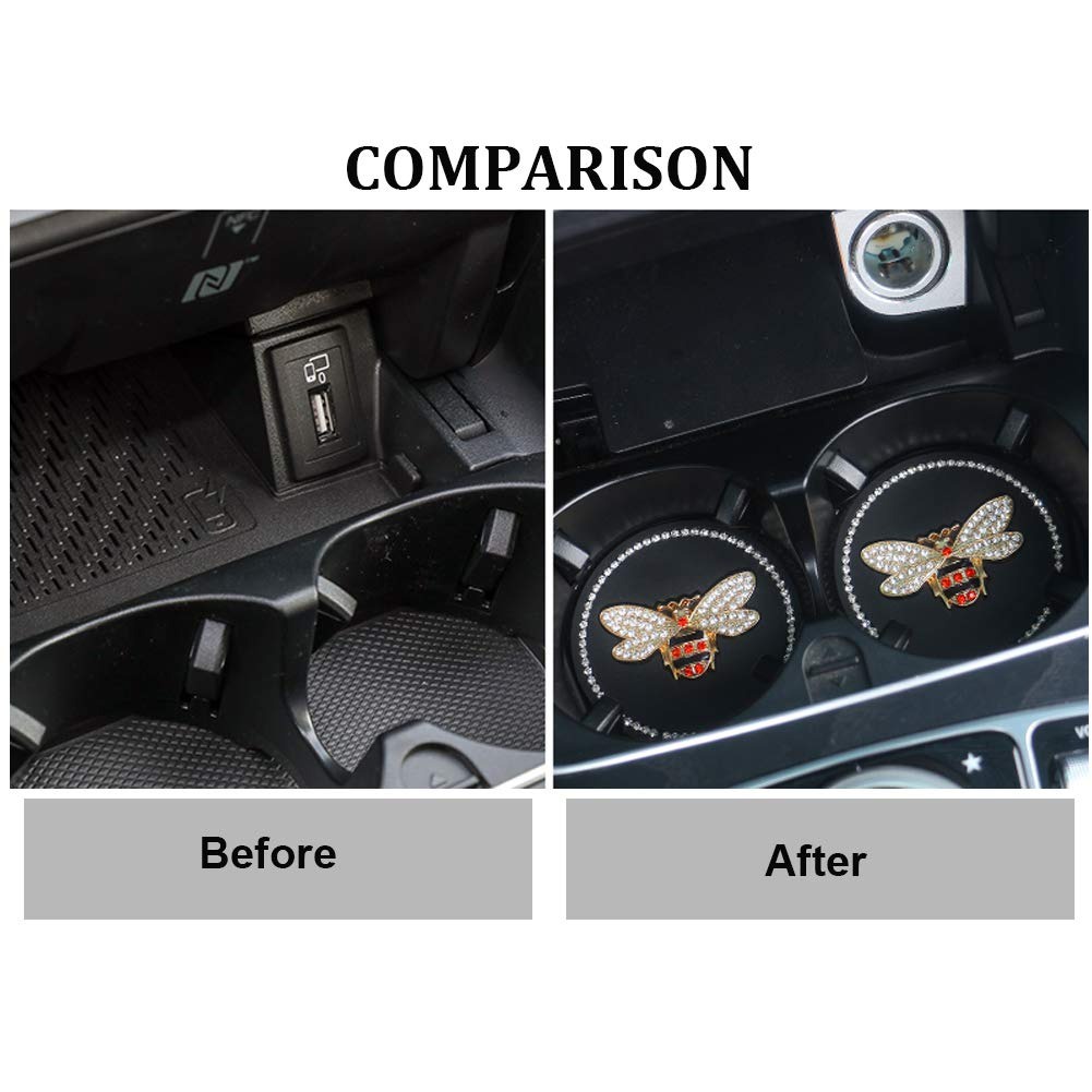 Miếng Lót Hốc Để Cốc Nước Đính Đá Họa Tiết Con Vật Dễ Thương Trang Trí Xe Ô Tô