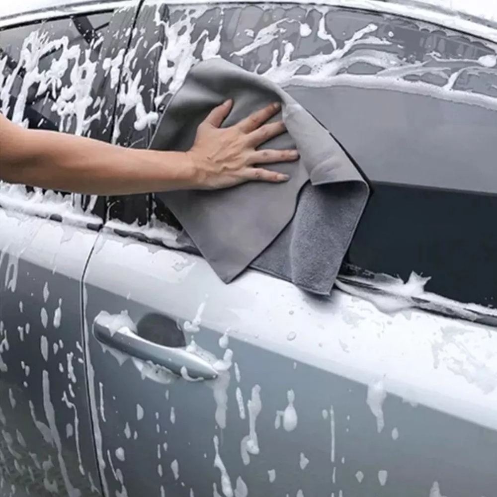 Khăn Lau Kính Xe Hơi Bằng Da Lộn Hai Mặt Siêu Thấm Hút Đa Năng Tiện Dụng