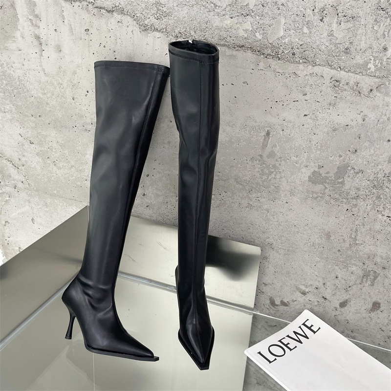 Bốt Đùi Da Lì Mềm Lót Nỉ Qua Gối Khóa Sau Gót 8cm 3 Màu Đen Trắng Kem Nâu Mã P60 Shop Phương Nhi Thời Trang Nữ