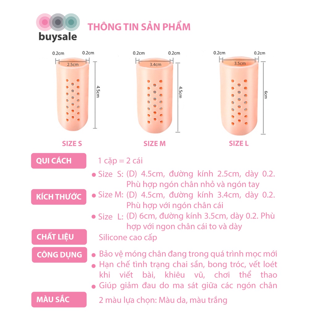 Silicone bọc bảo vệ ngón chân cái khi mang giày, khắc phục đau chân, gãy móng - BuySales - BSPK301