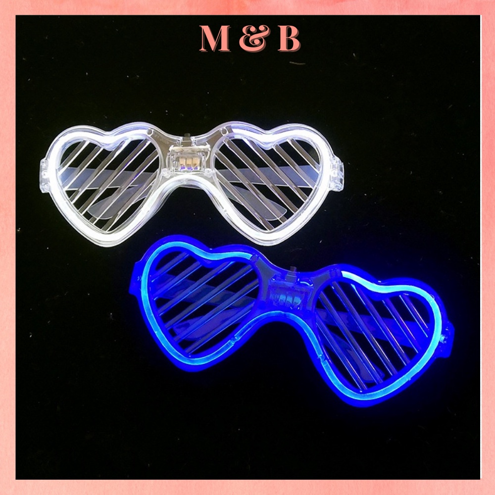 Mắt kính đèn Led phát sáng gọng tròn, trái tim phát sáng nhiều màu nhấp nháy vui nhộn, độc đáo, phong cách Retro đi bar