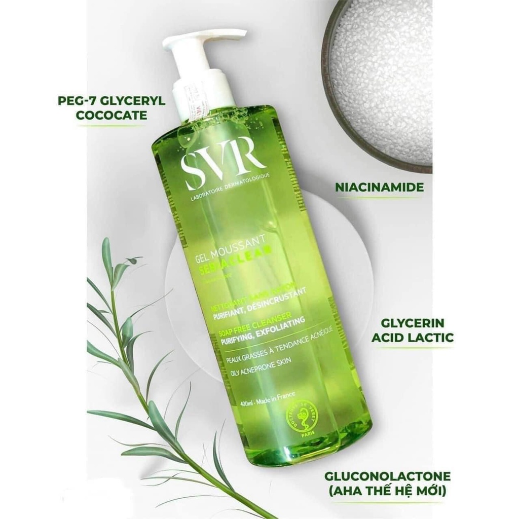 Gel Rửa Mặt SVR SEBIACLEAR GEL MOUSSANT Không Chứa Xà Phòng Cho Da Dầu 400ml