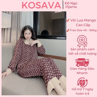 Đồ bộ pijama nữ lụa mango mặc nhà dài tay cao cấp dễ thương KOSAVA