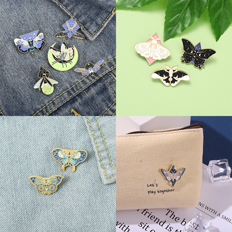 Ghim Cài Áo Họa Tiết Bướm Hoa Hoạt Hình Tráng Men Tinh Tế Cho Bạn Bè
