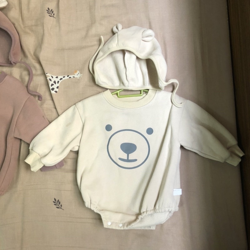 Bộ bodysuit lót nỉ bông cho bé sz 80