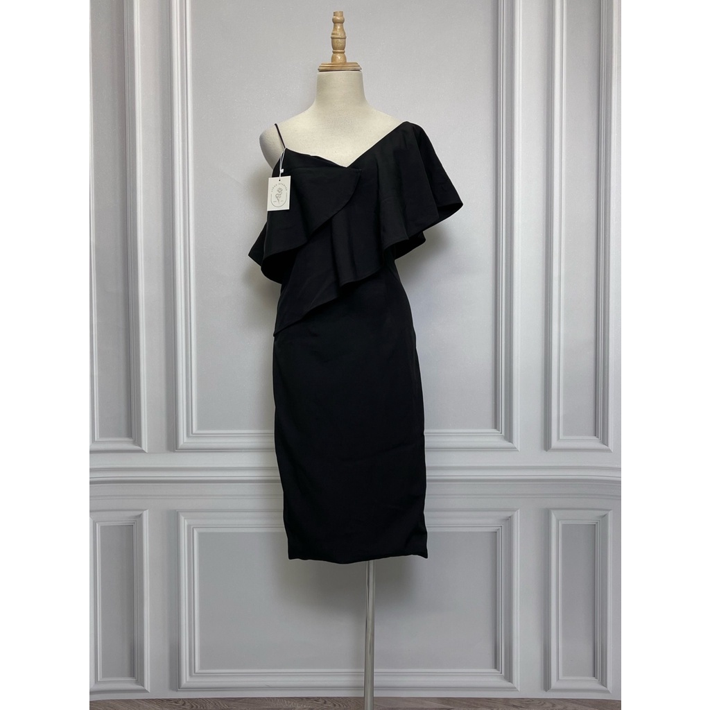V1204 Váy dài ELPIS hàng hiệu chính hãng thời trang nữ màu đen size L secondhand thanh lý ký gửi