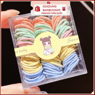 Hộp 100 dây thun cột tóc nhiều màu sắc cho bé