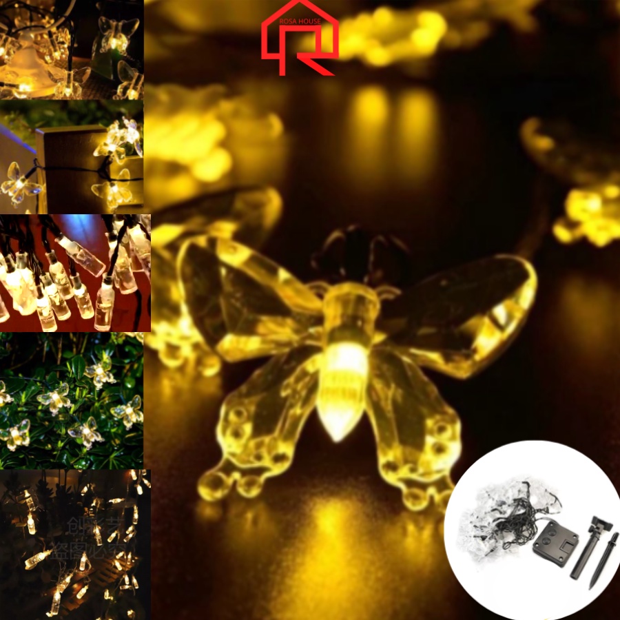 Đèn LED năng lượng mặt trời kiểu pha lê 7m5 dây chớp nháy chống thấm nước trang trí vườn nhà lối đi dạo bãi cỏ mặt đất