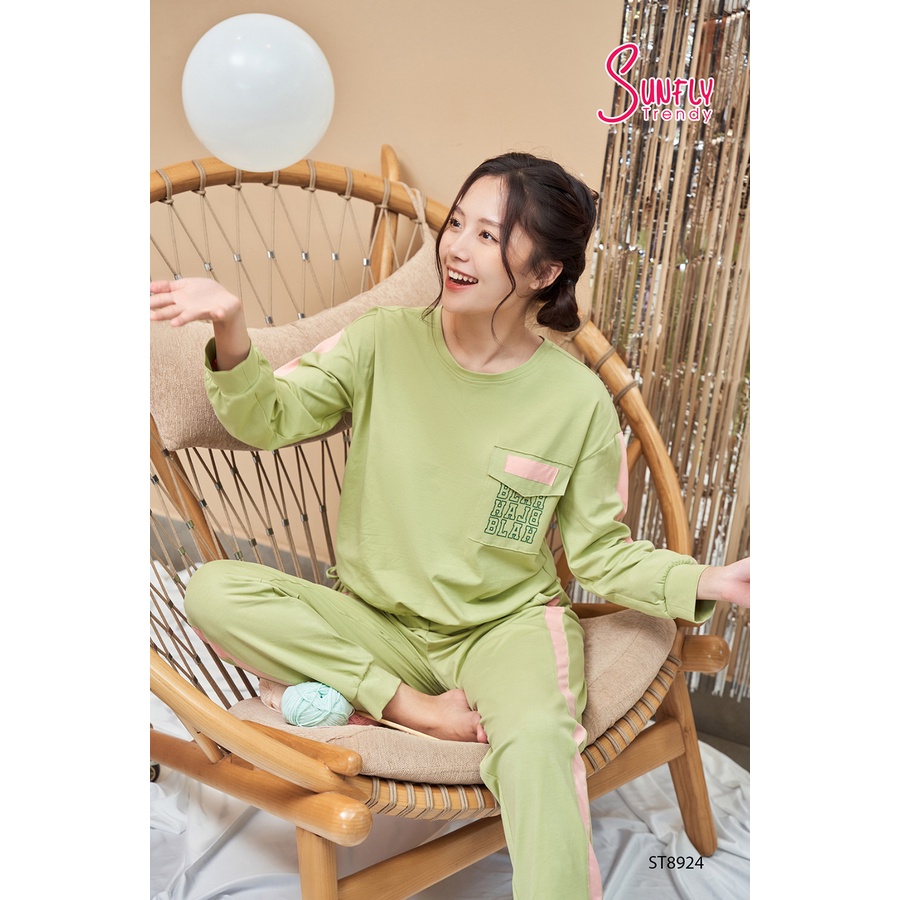ST8924 ĐỒ BỘ MẶC NHÀ SUNFLY COTTON ÁO DÀI QUẦN DÀI
