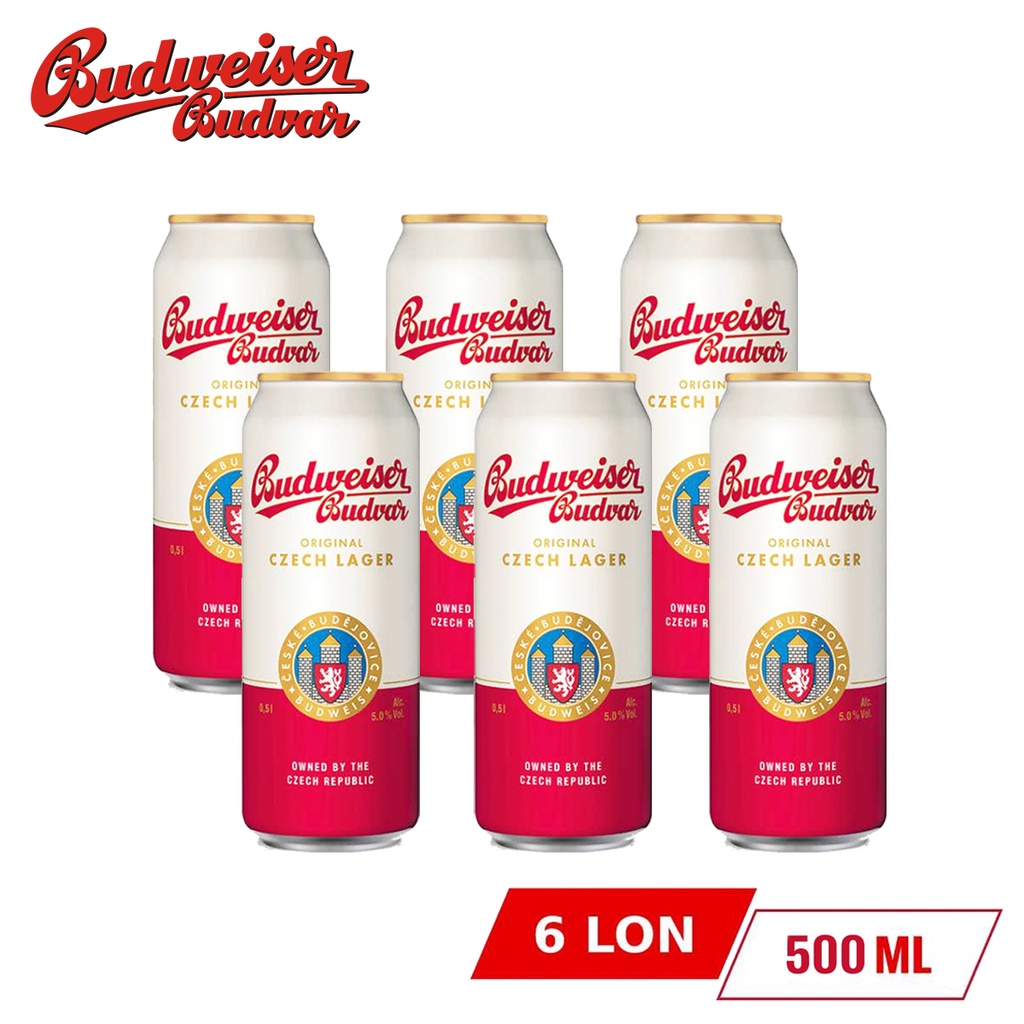 LỐC 6 LON BIA BUDWEISER BUDVAR 500ML