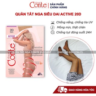 Quần tất Nga Conte Active 20D siêu dai bền, thon gọn mỡ bụng, màu da, đen, cát cháy, khói,nâu rêu- Contevn