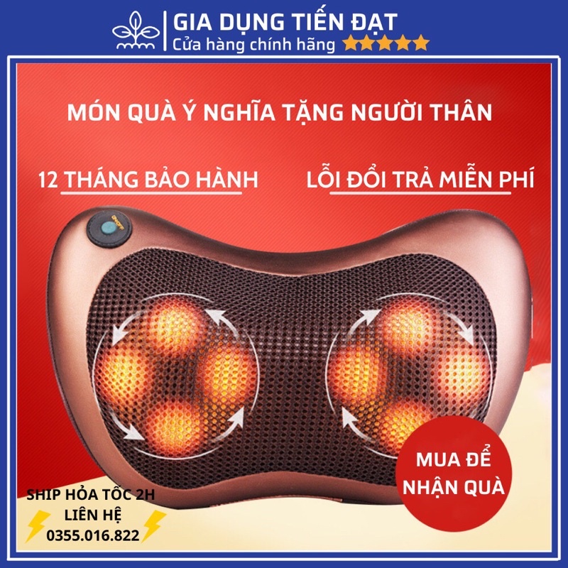 Máy massage cổ vai gáy gối massage 8 bi cao cấp (bảo hành 12 tháng) quà báo hiếu bố mẹ ông bà