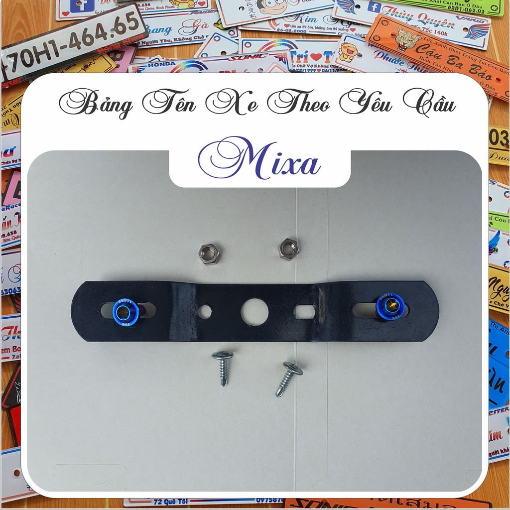 Bảng tên xe máy Inox 304 không gỉ tặng kèm ốc titan+bass gắn