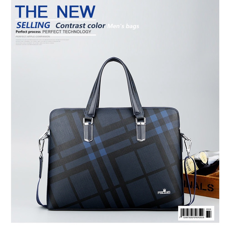 Cặp da công sở kẻ caro cá tính hàng chính hãng FSD.WG