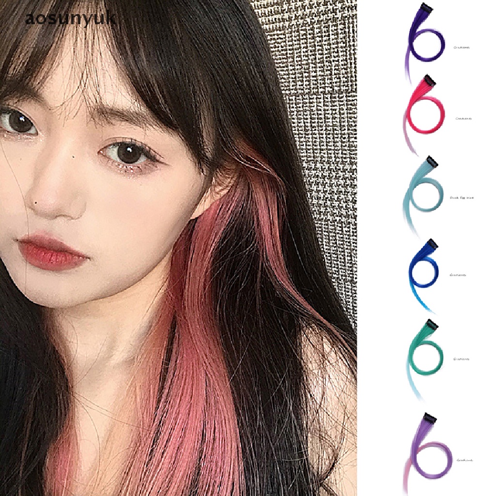 Aosunyuk Tóc Giả Xoăn Dài Vô Hình Màu Gradient Có Kẹp Tóc Giả