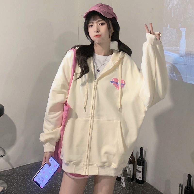 Áo Khoác Nỉ Nữ Dây Khóa Kéo Nón 2 Lớp Có Dây Rút 3 Màu Dễ Mặc NEW UNISEX