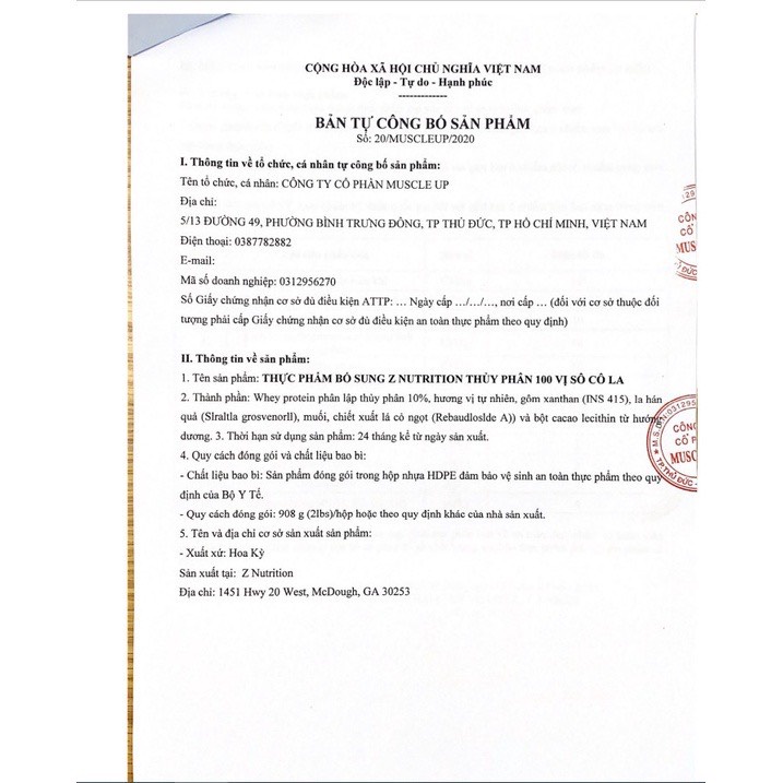 ZPROTEIN HYDROLYED ZNUTRITION - SỮA TĂNG CƠ - WSPT