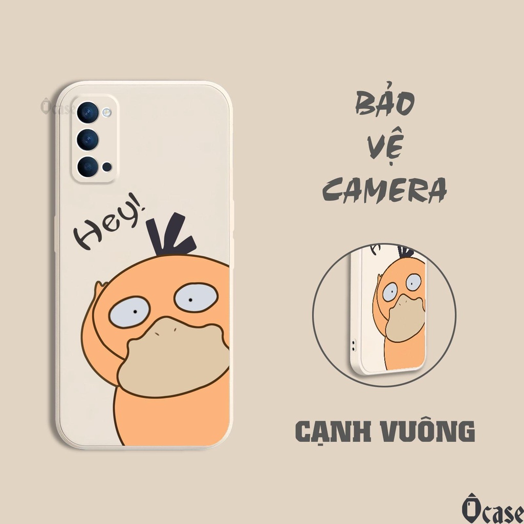 Ốp lưng Oppo Reno 4 in hình Mèo và Vịt vàng cạnh viền vuông có bảo vệ camera