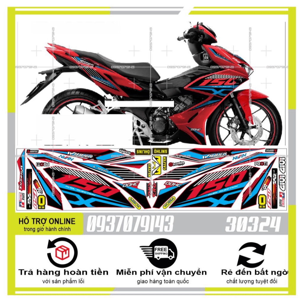 TEM RỜI WINNER X DÁN XE ĐỎ 30324 -