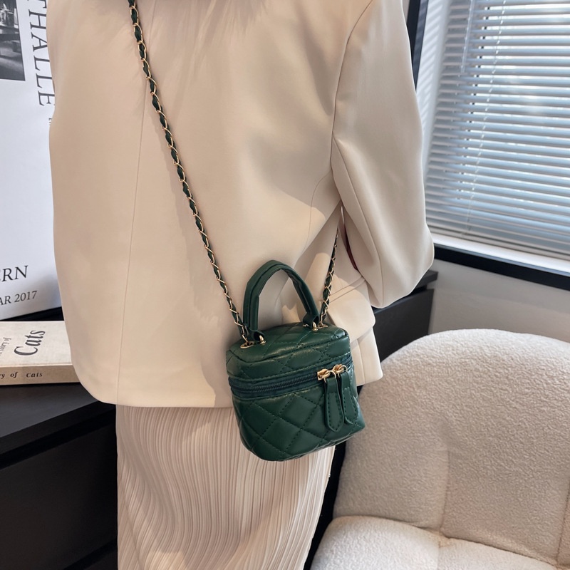 Mischa Túi Xách Da PU mini Màu Trơn Thêu Họa Tiết Hình Thoi Thời Trang Cho Nữ